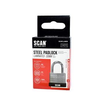 Laminated Steel Padlock 30mm