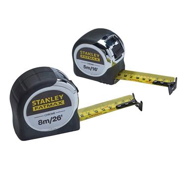 FatMaxÂ® Chrome Pocket Tapes 5m/16ft & 8m/26ft (Twin Pack)