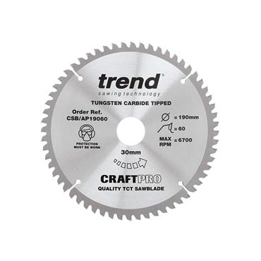 CSB/AP19060 Craft Pro Saw Blade for Aluminium & Plastic 190 x 30mm x 60T