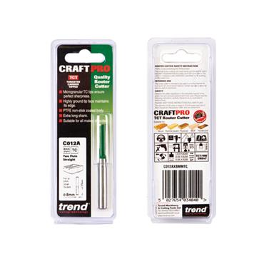 C012A x 8mm TCT Two Flute Cutter 8.0 x 25.0mm