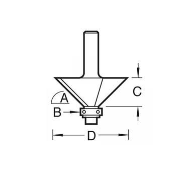 C049 x 1/4 TCT Bearing Guided Chamfer Cutter 45Â° 12.7 x 32mm