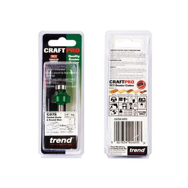 C075 x 1/4 TC Round Over Two Flute Cutter 4.8 x 12.7mm