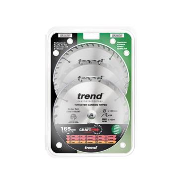 CraftPro Cordless Saw Blade 165 x 20mm x 24T/40T (Pack 3)