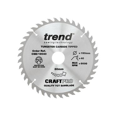 CSB/19040 CraftPro Circular Saw Blade 190 x 30mm x 40T