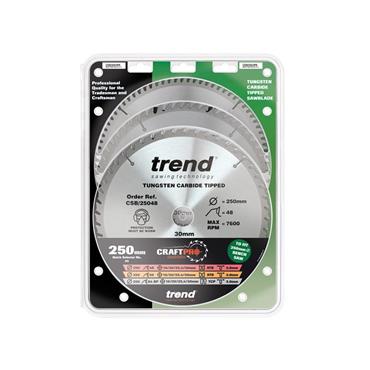 CraftPro Table Saw Blade 250 x 30mm x 48T/60T/84T (Pack 3)