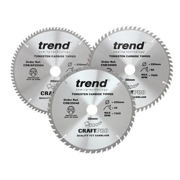 CraftPro Table Saw Blade 250 x 30mm x 48T/60T/84T (Pack 3)