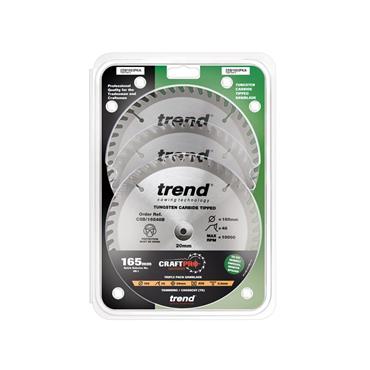 CraftPro Plunge Saw Blade 165 x 20mm x 48T (Pack 3)