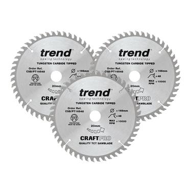 CraftPro Panel Trim Saw Blade 165 x 20mm x 48T (Pack 3)