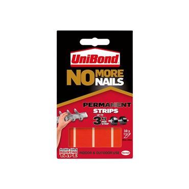 No More Nails Indoor & Outdoor Permanent Mounting Tape Strips (Pack of 10)