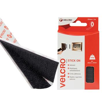VELCROÂ® Brand Stick On Tape 20mm x 1m Black