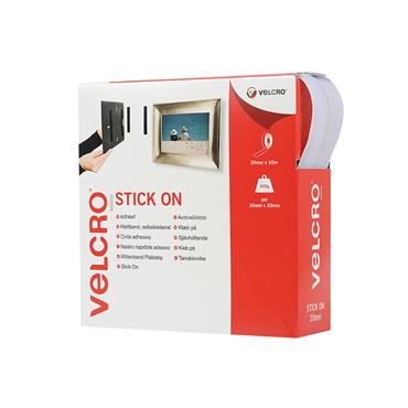 VELCROÂ® Brand Stick On Tape 20mm x 10m White