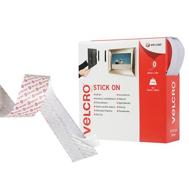 VELCROÂ® Brand Stick On Tape 20mm x 10m White
