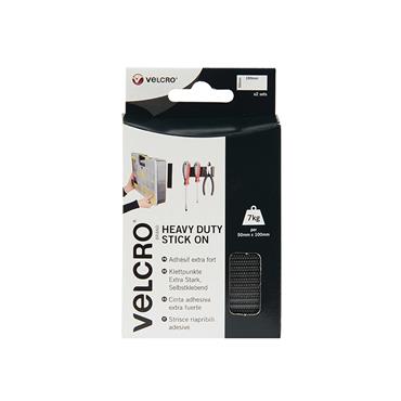 VELCROÂ® Brand Heavy-Duty Stick On Strips (2) 50 x 100mm Black