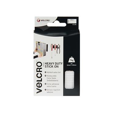 VELCROÂ® Brand Heavy-Duty Stick On Strips (2) 50 x100mm White