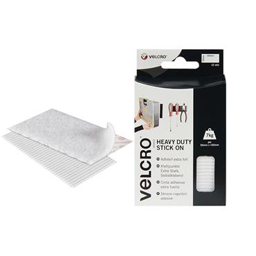 VELCROÂ® Brand Heavy-Duty Stick On Strips (2) 50 x100mm White