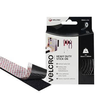 VELCROÂ® Brand Heavy-Duty Stick On Tape 50mm x 1m Black