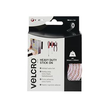 VELCROÂ® Brand Heavy-Duty Stick On Tape 50mm x 1m White
