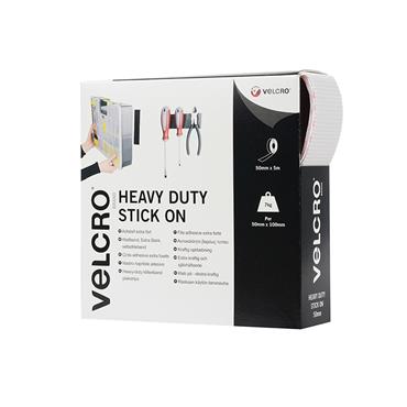 VELCROÂ® Brand Heavy-Duty Stick On Tape 50mm x 5m White
