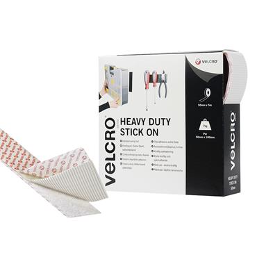 VELCROÂ® Brand Heavy-Duty Stick On Tape 50mm x 5m White