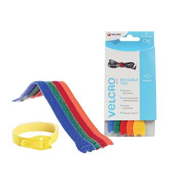 VELCROÂ® Brand ONE-WRAPÂ® Reusable Ties (5) 12mm x 20cm Multi-Colour
