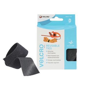 VELCROÂ® Brand ONE-WRAPÂ® Reusable Ties 30mm x 5m Black