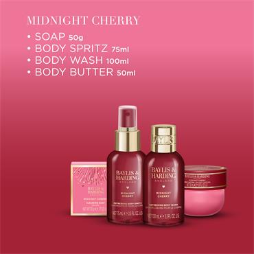 MIDNIGHT CHERRY LUXURY TRAVEL WASH BAG GIFT SET