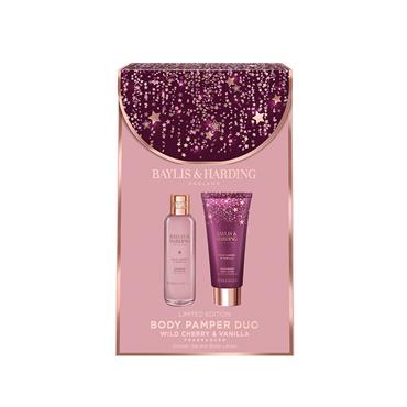 BAYLIS & HARDING WILD CHERRY & VANILLA LUXURY BODY PAMPER DUO GIFT SET