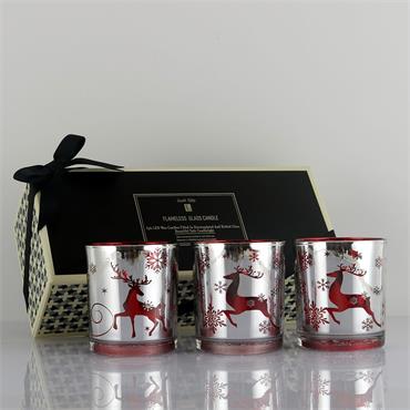 JUST GLO FLAMELESS GLASS CANDLE REINDEER