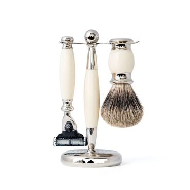 FAUX IVORY MACH 3 SHAVING SET