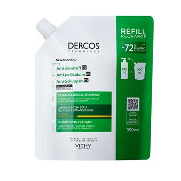 DERCOS ANTI DANDRUFF AND ITCHY SCALP SHAMPOO DRY HAIR REFILL 390ML