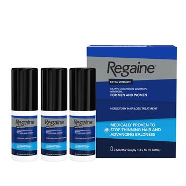 REGAINE EXTRA STRENGTH 5% 3 X 60ML HEREDITARY HAIR LOSS TREATMENT