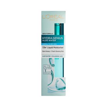HYDRA GENIUS ALOE WATER 72HR LIQUID MOISTURISER NORMAL TO DRY SKIN 70ML