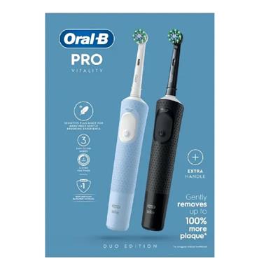 ORAL B PRO VITALITY BLUE AND BLACK ELECTRIC BRUSH DUO PACK
