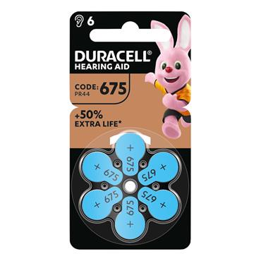 DURACELL HEARING AID BATTERY 675 6 PACK