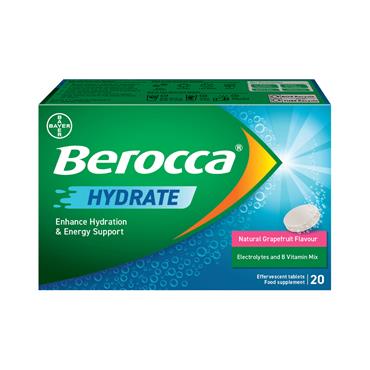 BERROCA HYDRATE NATURAL GRAPEFRUIT FLAVOUR 20 EFFERVESCENT TABLETS