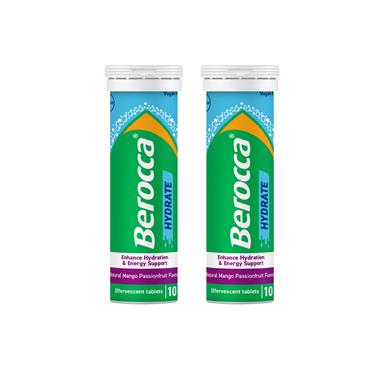 BERROCA HYDRATE NATURAL MANGO PASSIONFRUIT FLAVOUR 20 EFFERVESCENT TABLETS
