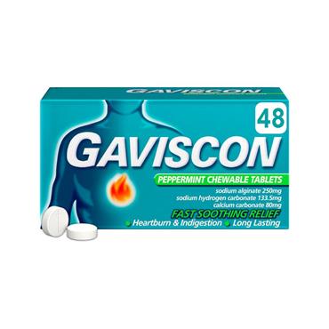 GAVISCON PEPPERMINT CHEWABLE TABLETS 48