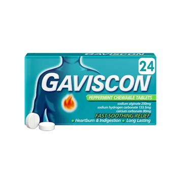 GAVISCON PEPPERMINT CHEWABLE TABLETS X24