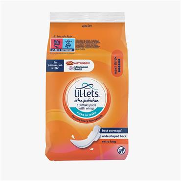 LIL-LETS EXTRA PROTECTION 10 MAXI PADS WITH WINGS