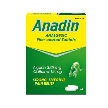 ANADIN ASPIRIN 325MG + CAFFEINE 15MG 24 TABLETS