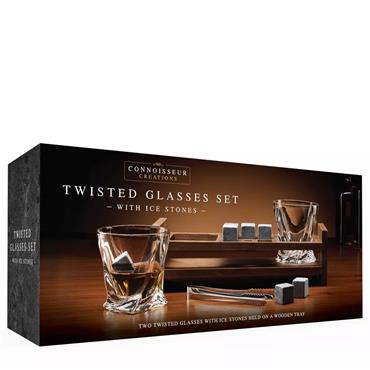 TWISTED GLASSES SET WITH ICE STONES
