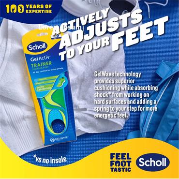 SCHOLL GEL ACTIV TRAINER DYNAMIC FEET INSOLE SIZE LARGE 7-12