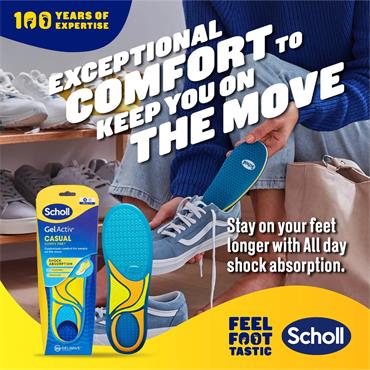 SCHOLL GEL ACTIV CASUAL COMFY FEET INSOLE SIZE SMALL 3.5-7.5
