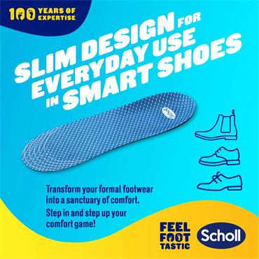 SCHOLL GEL ACTIV FORMAL SUPPORTED FEET INSOLE SIZE LARGE 7-12