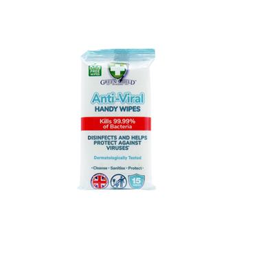 GREEN SHIELD ANTI VIRAL HAND WIPES 15 WIPES