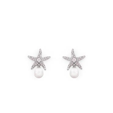 STARFISH PEARL EARRING SILVER