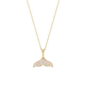 PAVE WHALE TAIL PENDANT GOLD