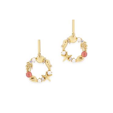 ROUND SEA CROWN GOLD EARRINGS