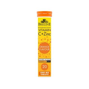 BEELINE EFFERVESCENT VITAMIN C + ZINC ORANGE FLAVOUR 20 TABLETS