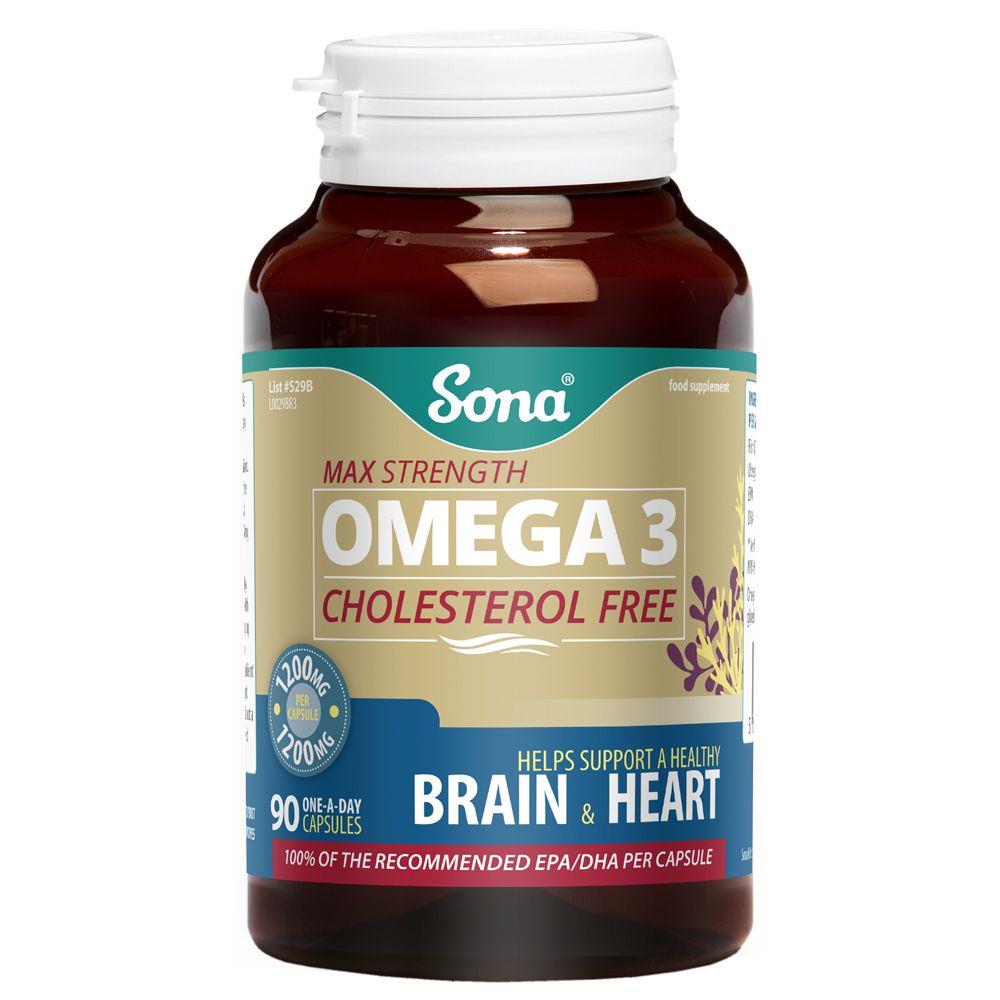 SONA MAX STRENGTH OMEGA 3 CHOLESTEROL FREE 90'S CH Tralee Ireland
